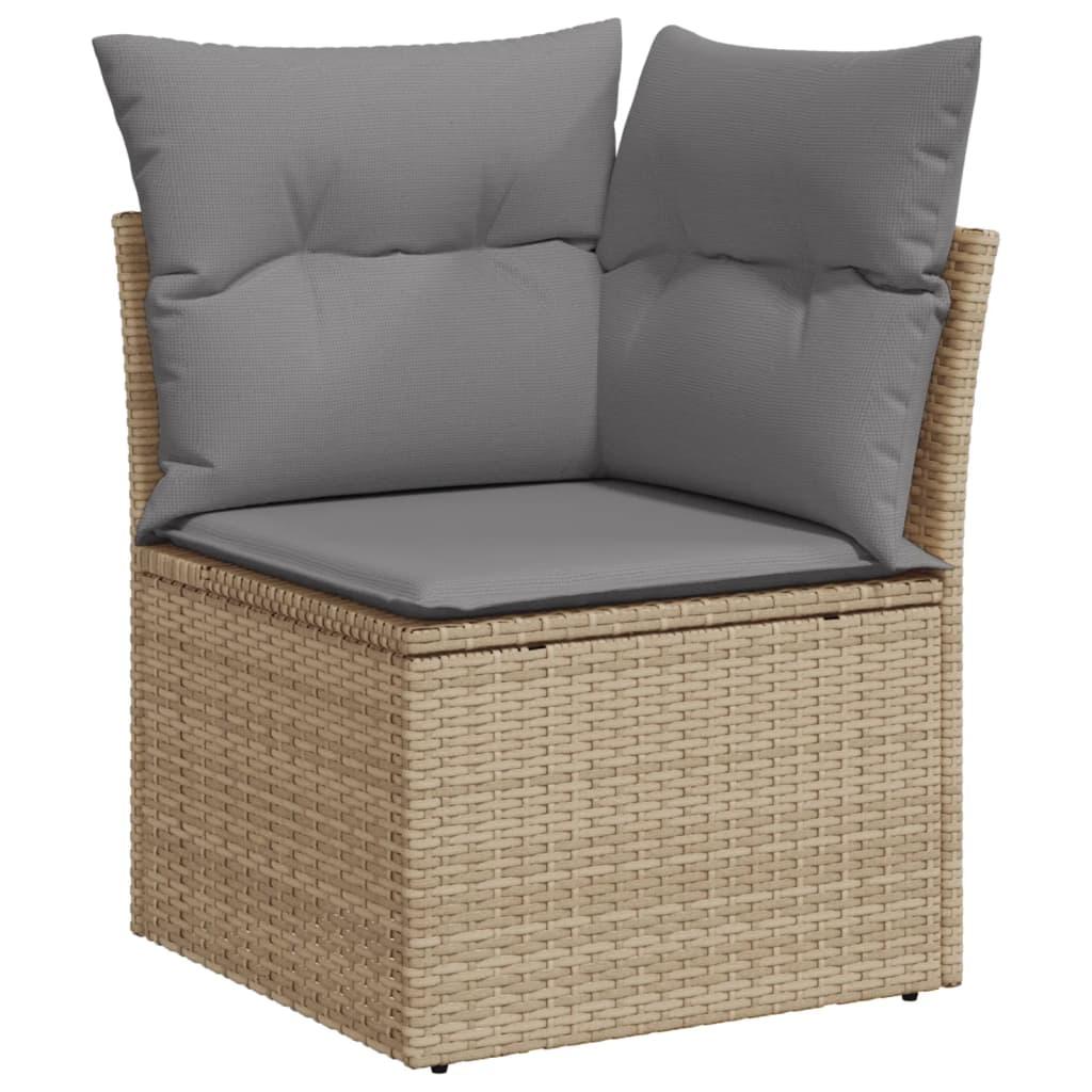 Havesofasæt 11 dele med hynder polyrattan beige
