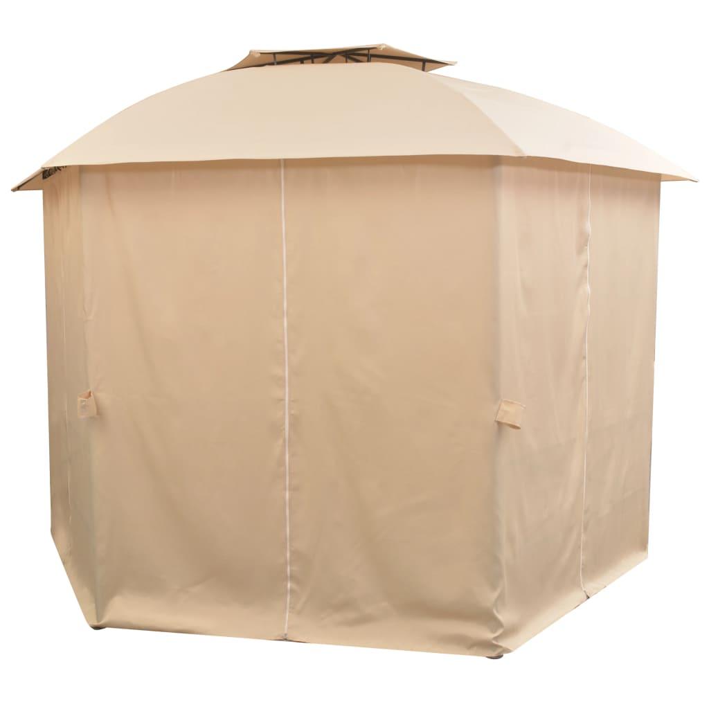 Havepavillon med gardiner sekskantet 360x265 cm