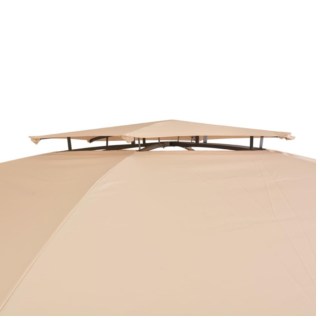Havepavillon med gardiner sekskantet 360x265 cm