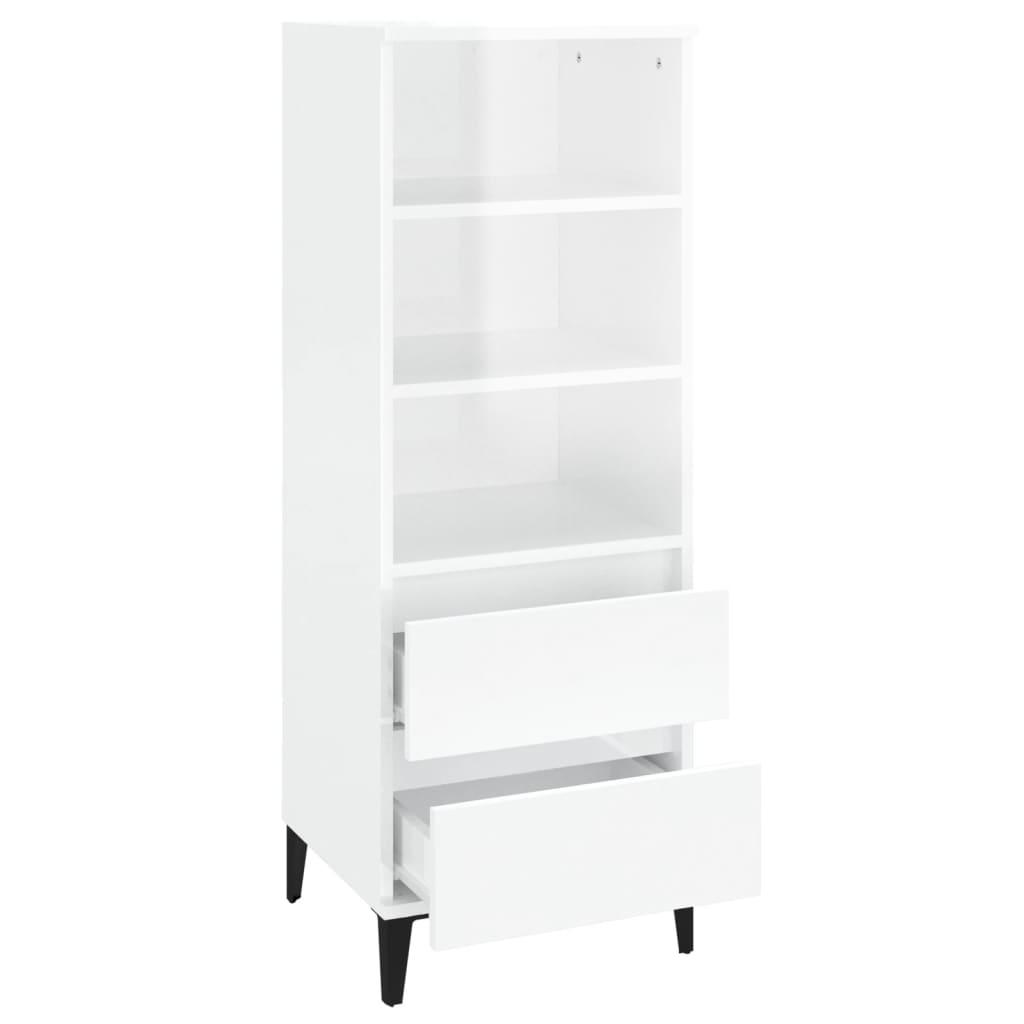 Højskab 40x36x110 cm konstrueret træ hvid højglans