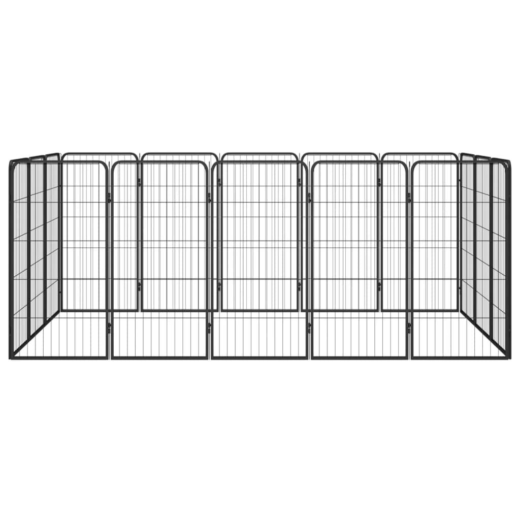 16-panels hundegård 50x100 cm pulverlakeret stål sort