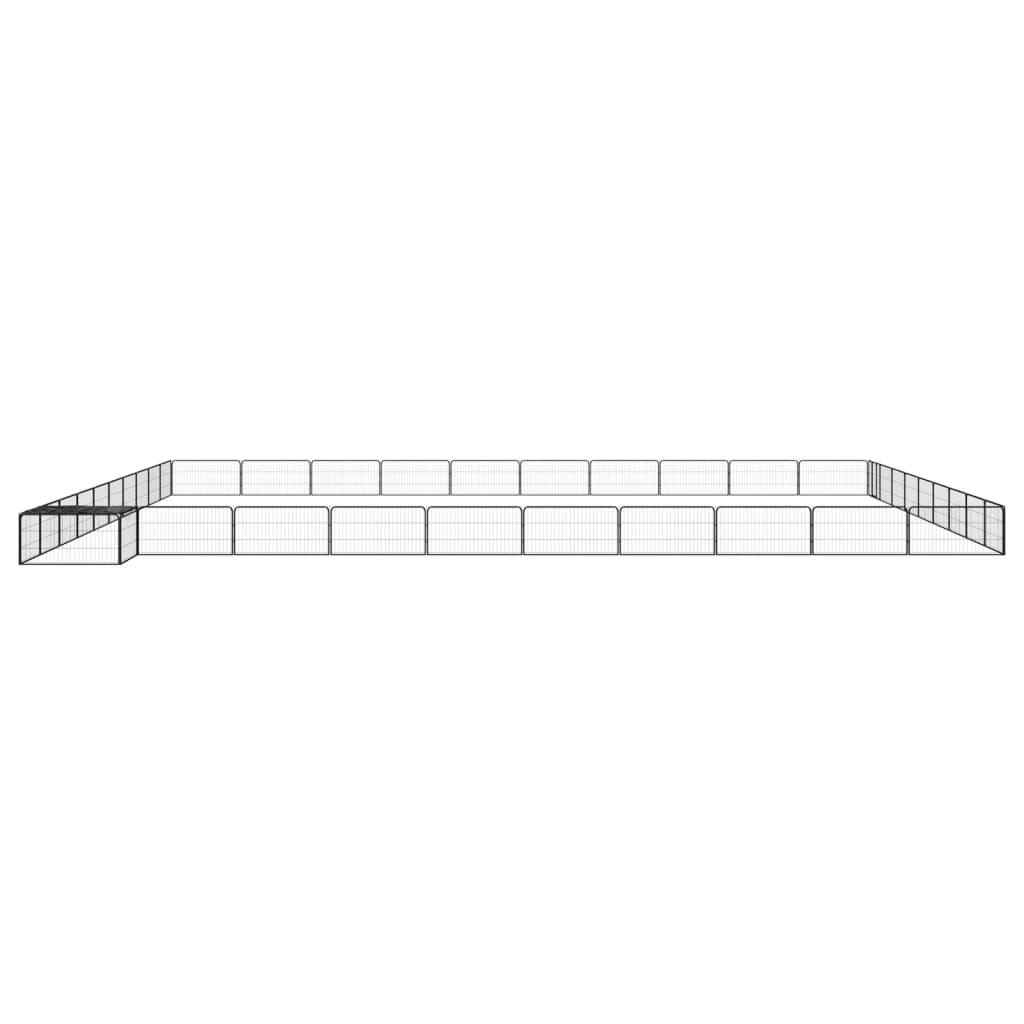 40-panels hundegård 100x50 cm pulverlakeret stål sort