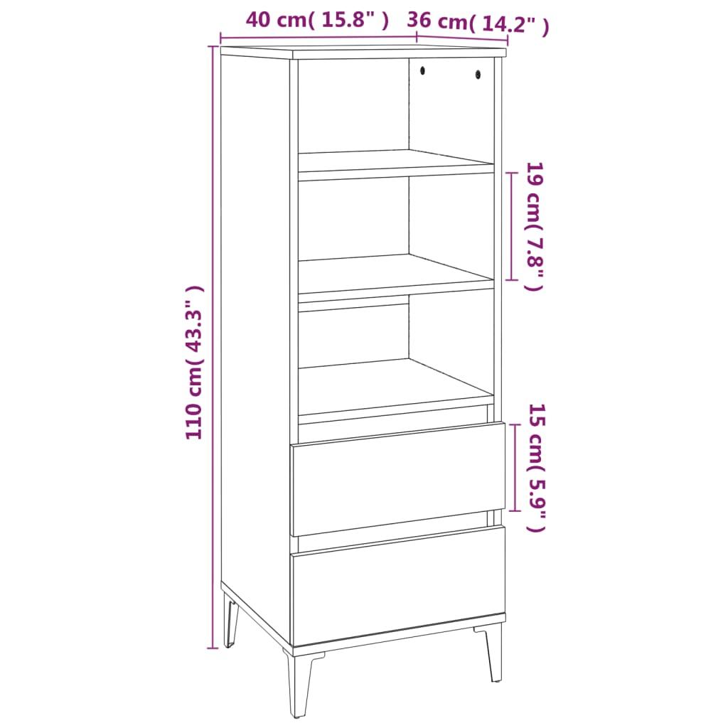 Skab 40x36x110 cm konstrueret træ Sonoma-eg