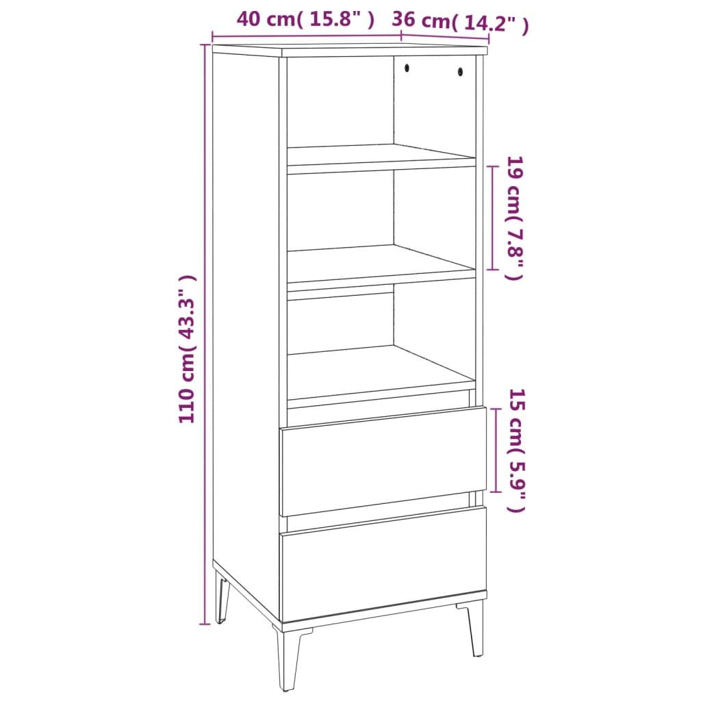 Skab 40x36x110 cm konstrueret træ brun egetræsfarve
