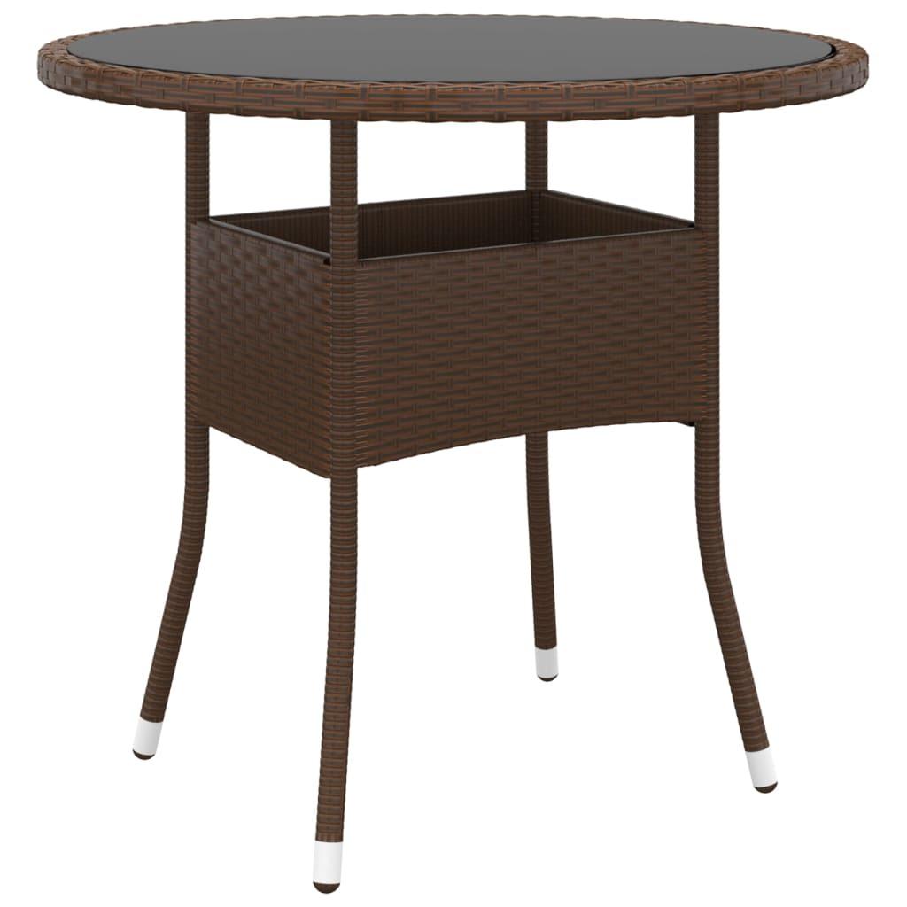 Bistrosæt til haven 5 dele polyrattan og hærdet glas brun