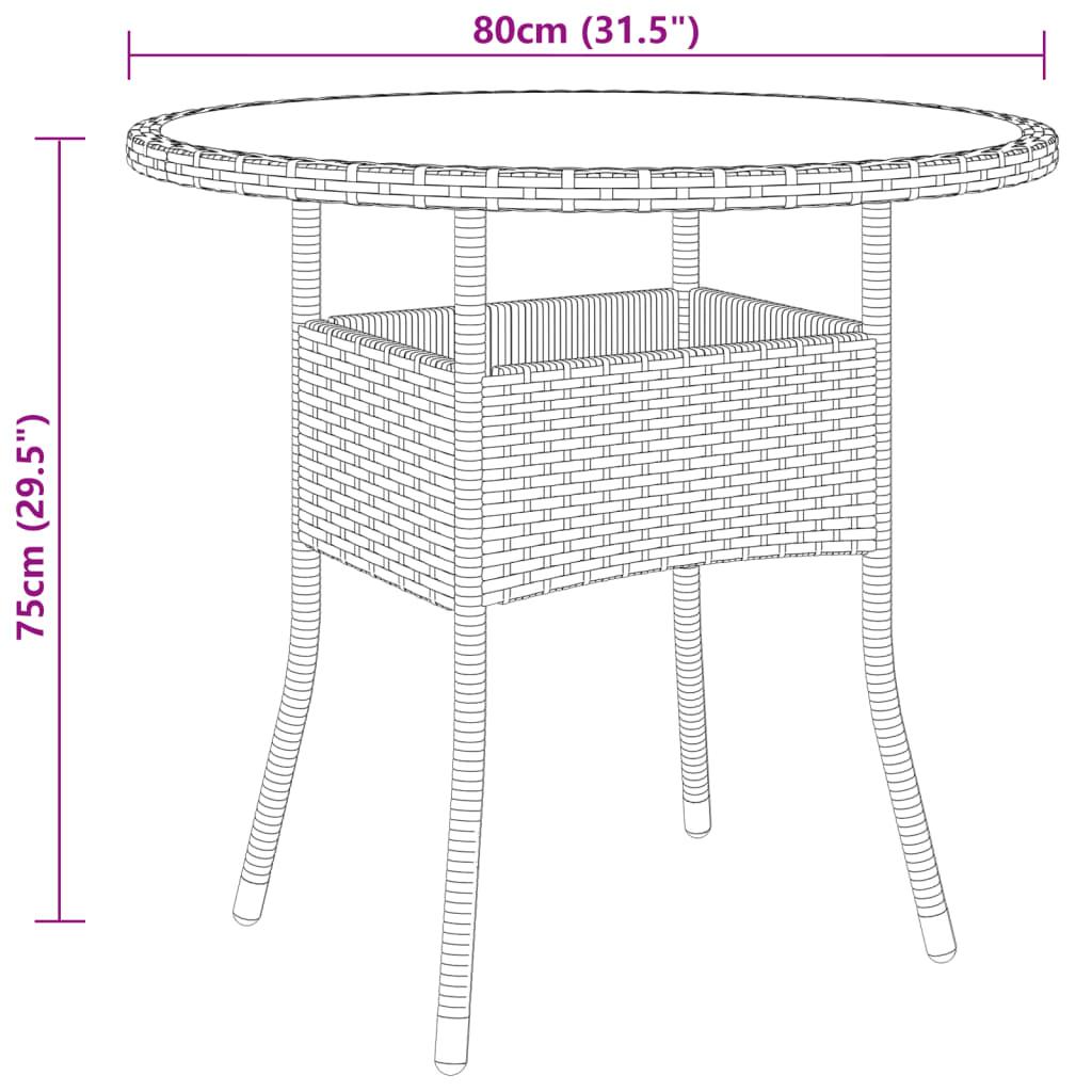 Bistrosæt til haven 5 dele polyrattan og hærdet glas brun