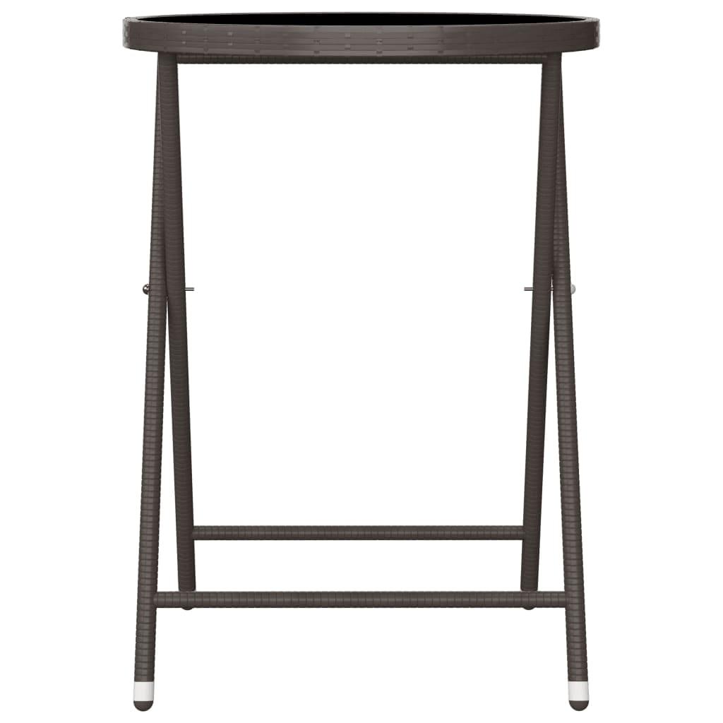 Bistrosæt til haven 3 dele polyrattan og hærdet glas brun