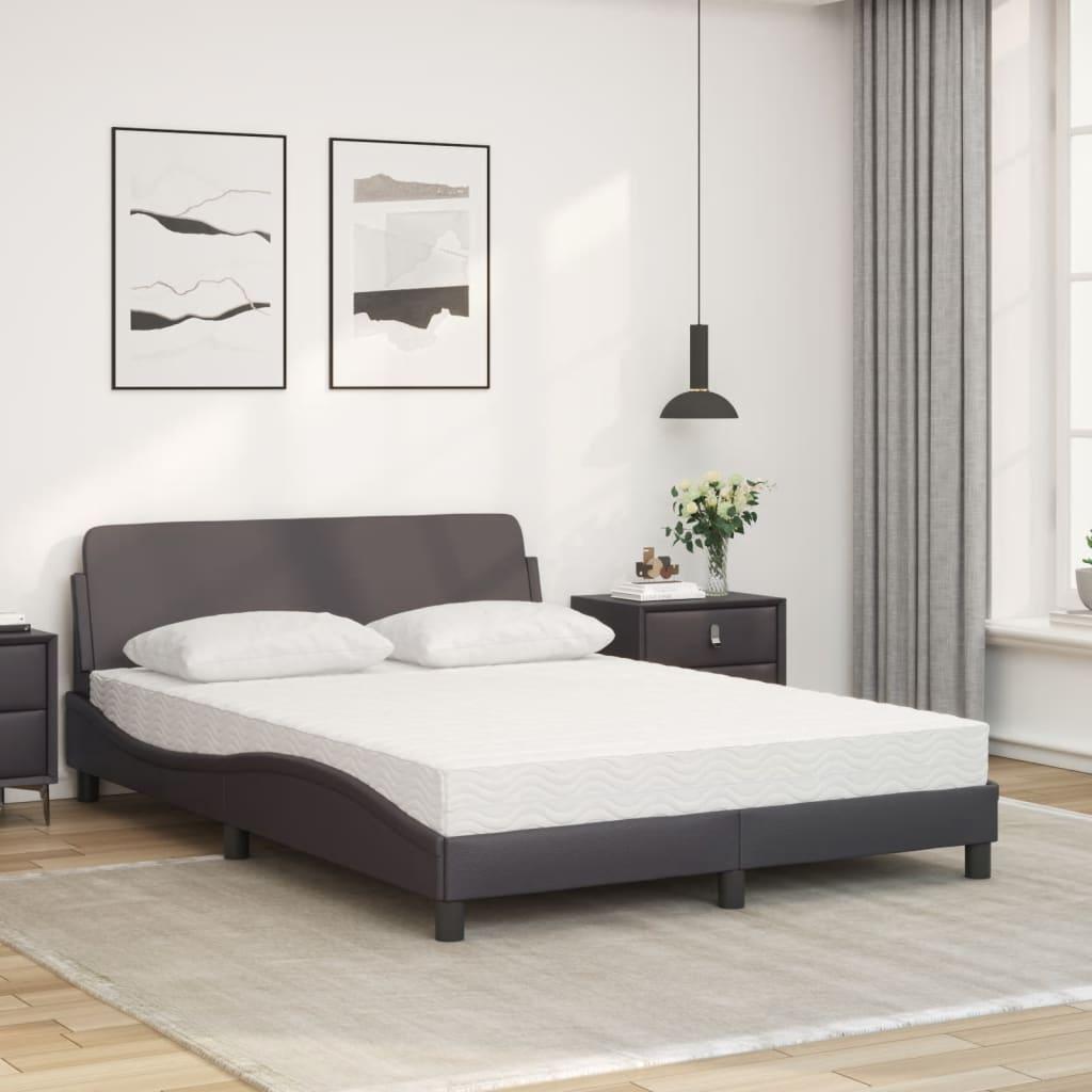 Seng med madras 120x200 cm kunstlæder grå