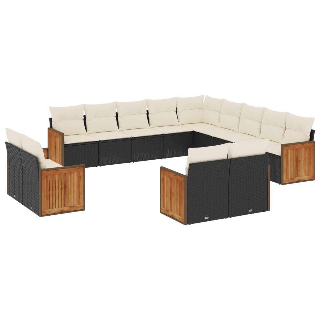 Sofasæt til haven 13 dele med hynder polyrattan sort