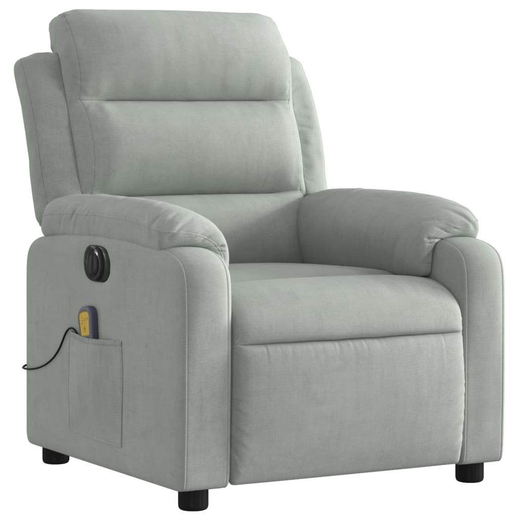 Massagestol velour lysegrå