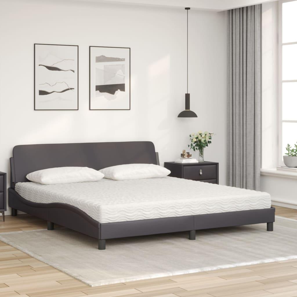Seng med madras 180x200 cm kunstlæder grå