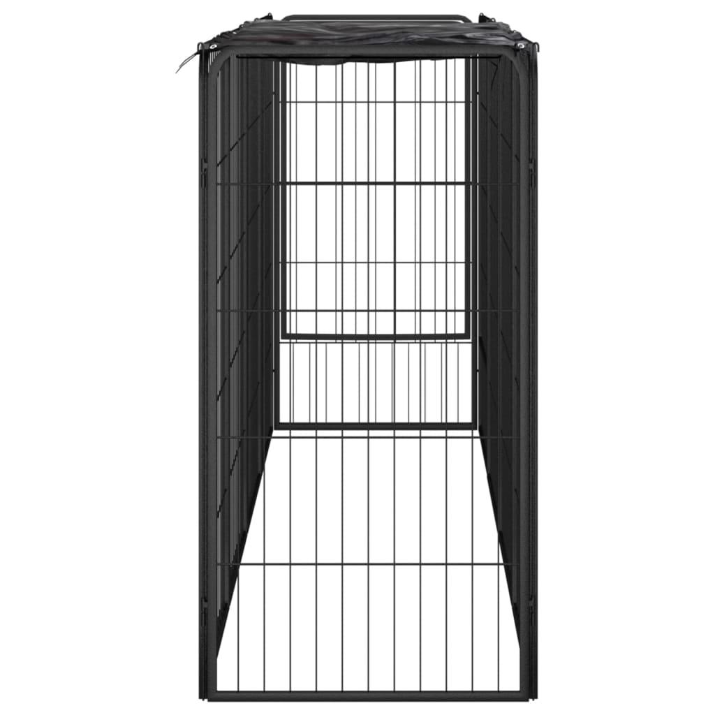 10-panels hundegård 50x100 cm pulverlakeret stål sort