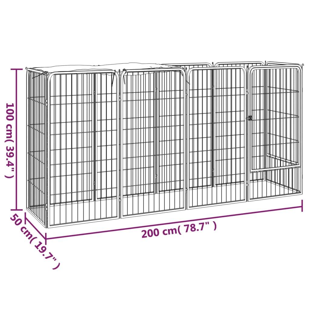 10-panels hundegård 50x100 cm pulverlakeret stål sort