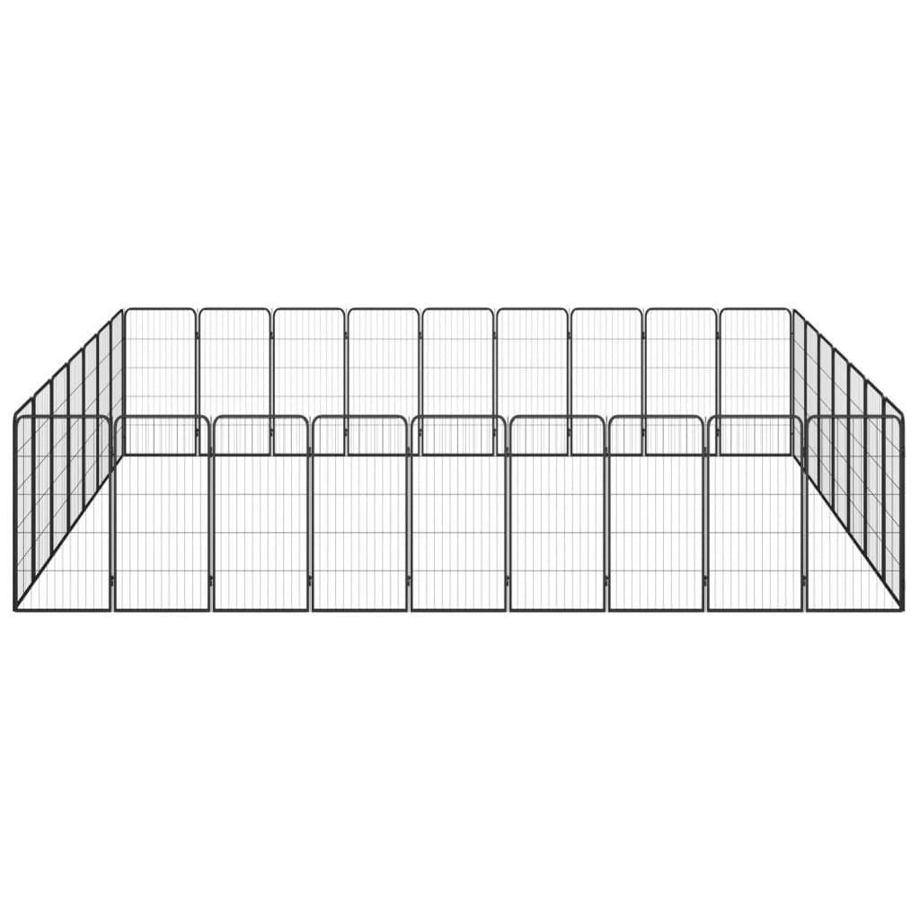32-panels hundegård 50x100 cm pulverlakeret stål sort