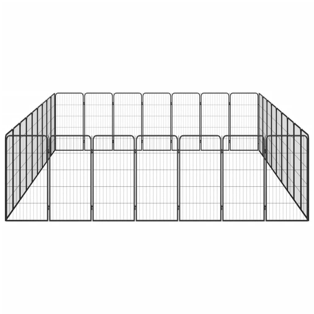32-panels hundegård 50x100 cm pulverlakeret stål sort
