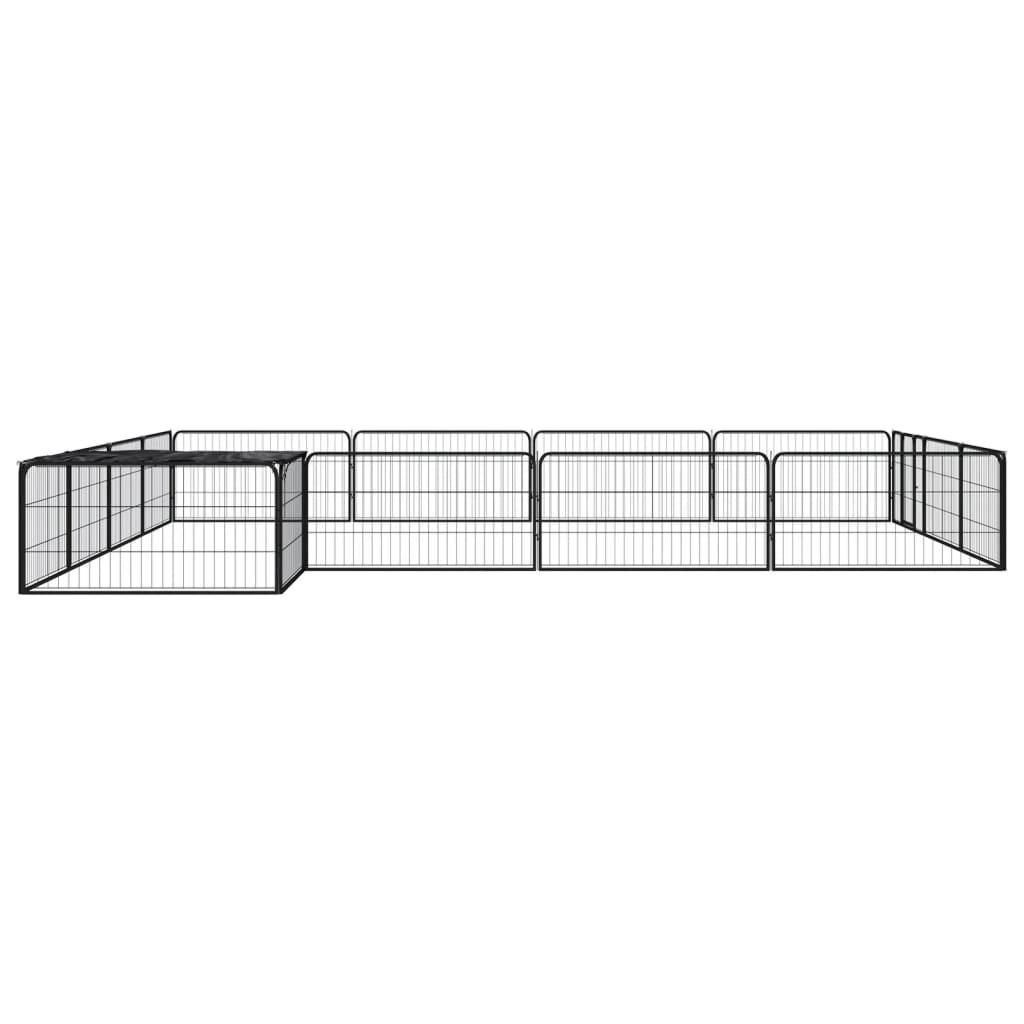 16-panels hundegård 100x50 cm pulverlakeret stål sort