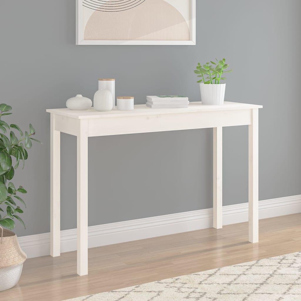 Konsolbord 110x40x75 cm massivt fyrretræ hvid