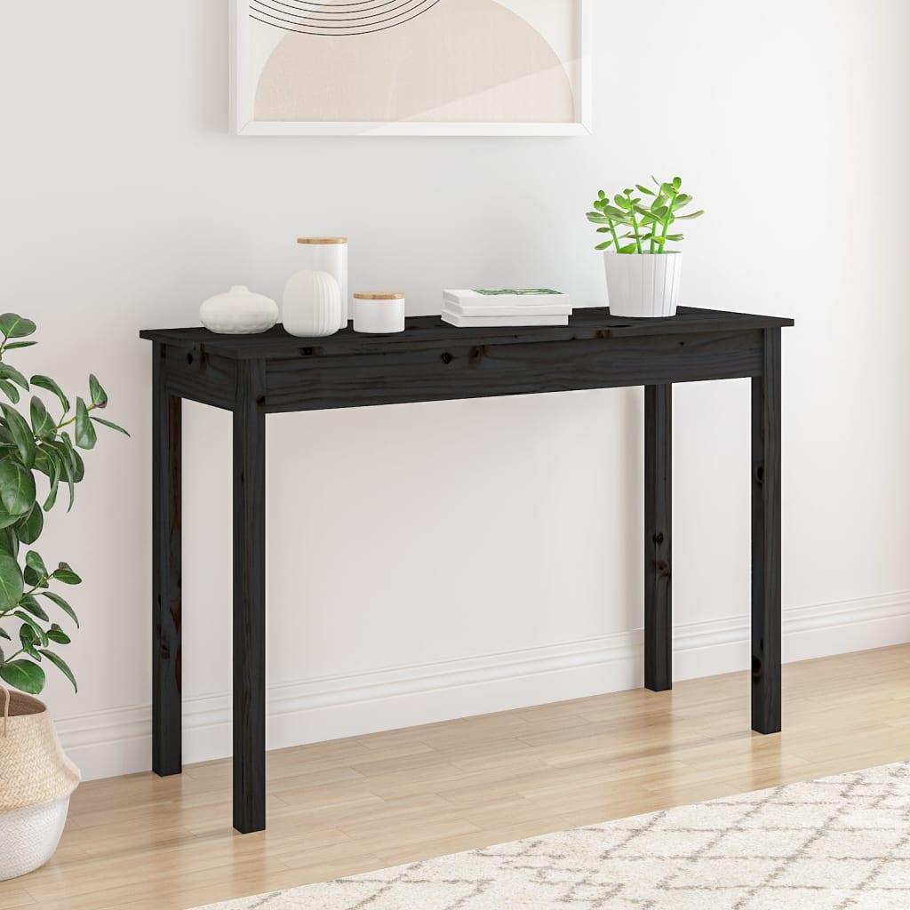 Konsolbord 110x40x75 cm massivt fyrretræ sort