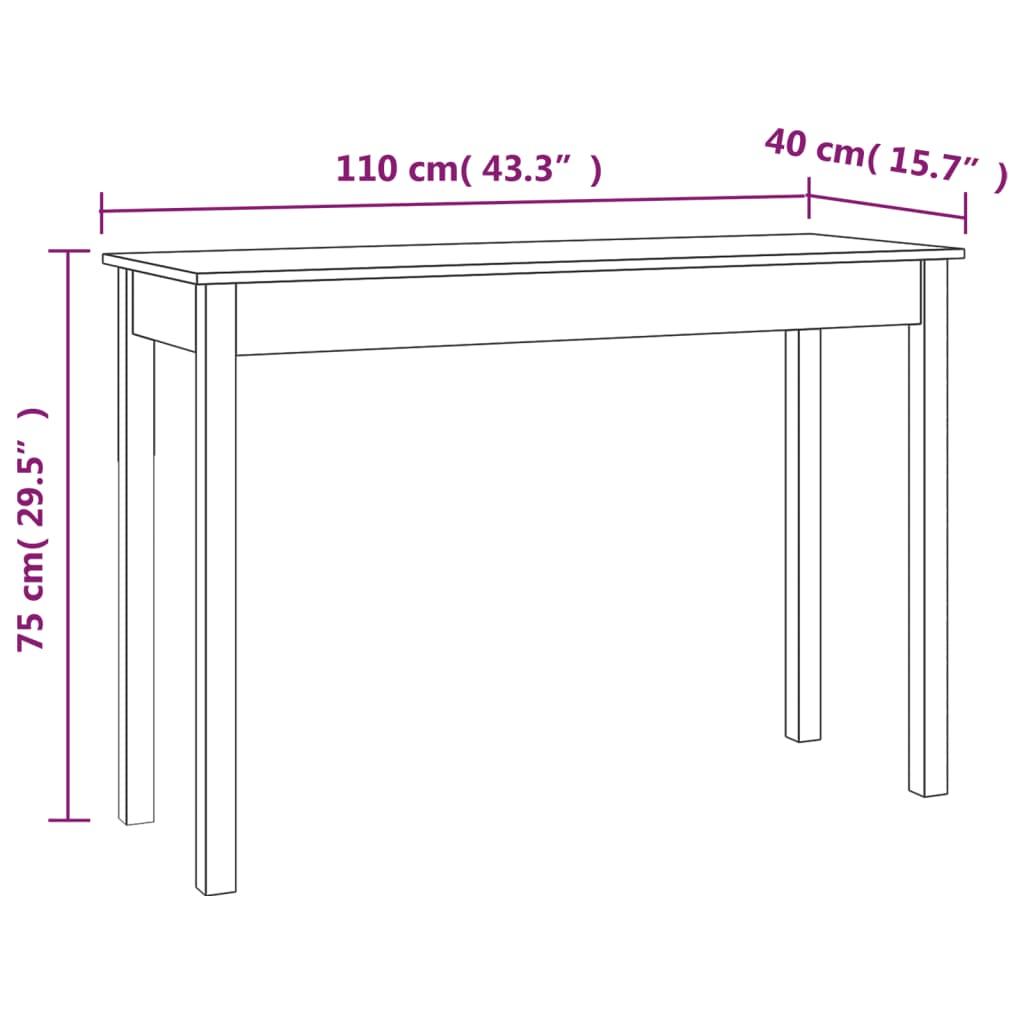 Konsolbord 110x40x75 cm massivt fyrretræ sort