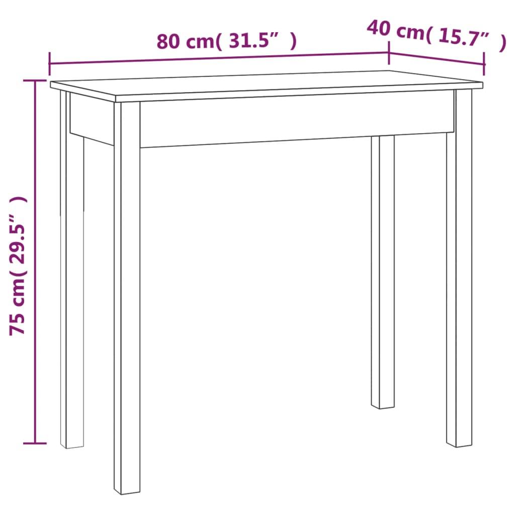 Konsolbord 80x40x75 cm massivt fyrretræ