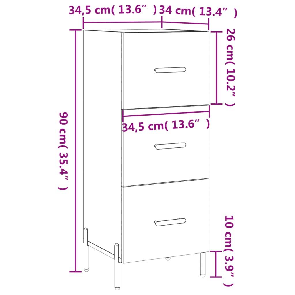 Skænk 34,5x34x90 cm konstrueret træ betongrå