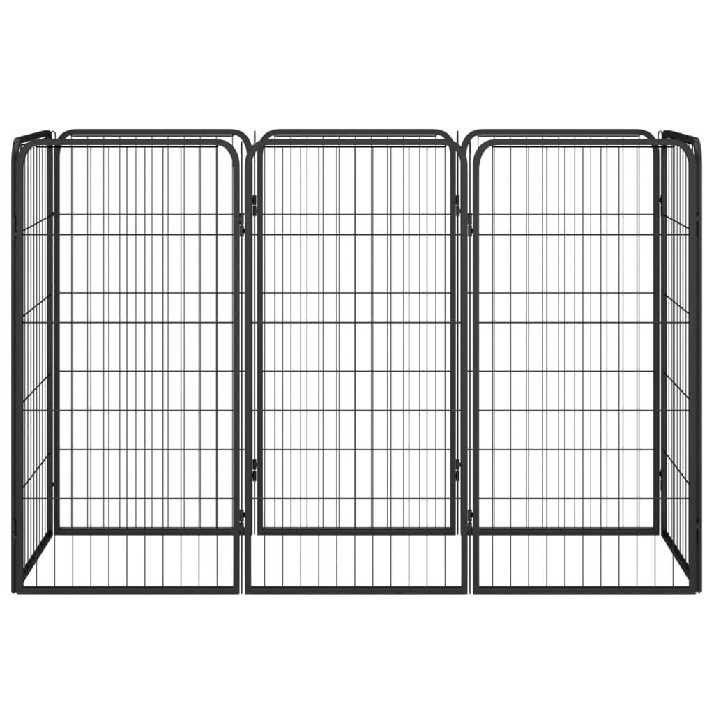 8-panels hundegård 50x100 cm pulverlakeret stål sort