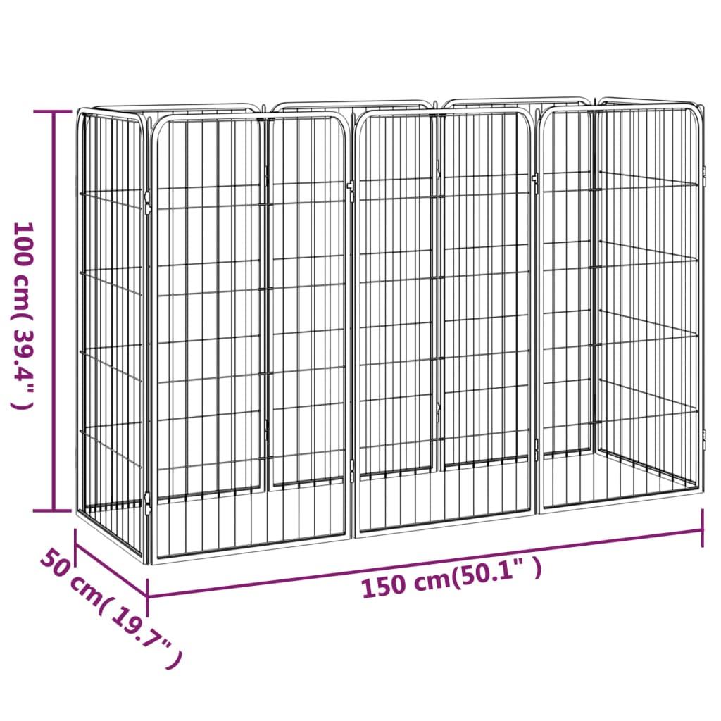 8-panels hundegård 50x100 cm pulverlakeret stål sort