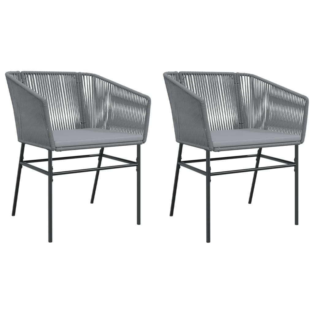 Havestole 2 stk. med hynder polyrattan grå