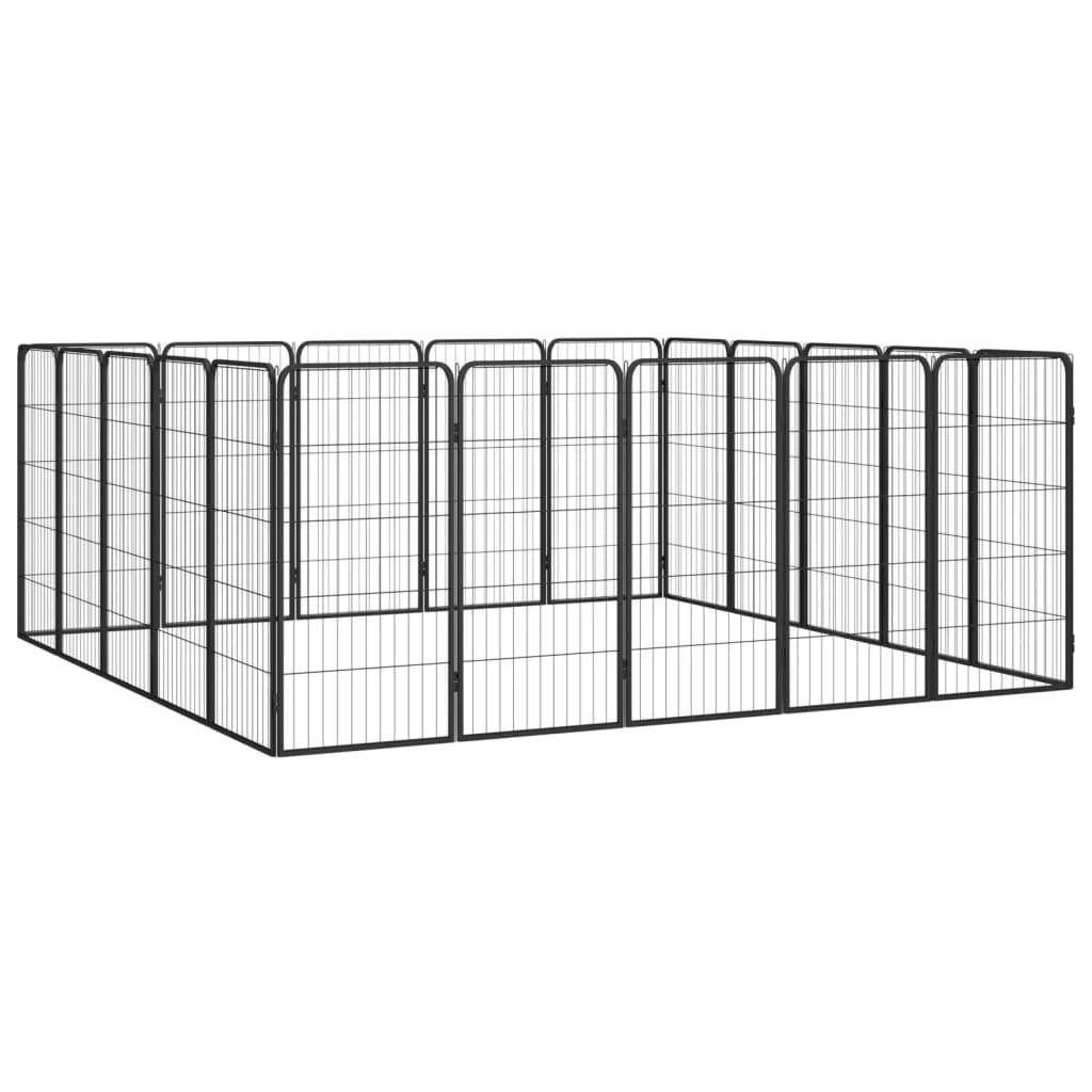 20-panels hundegård 50x100 cm pulverlakeret stål sort