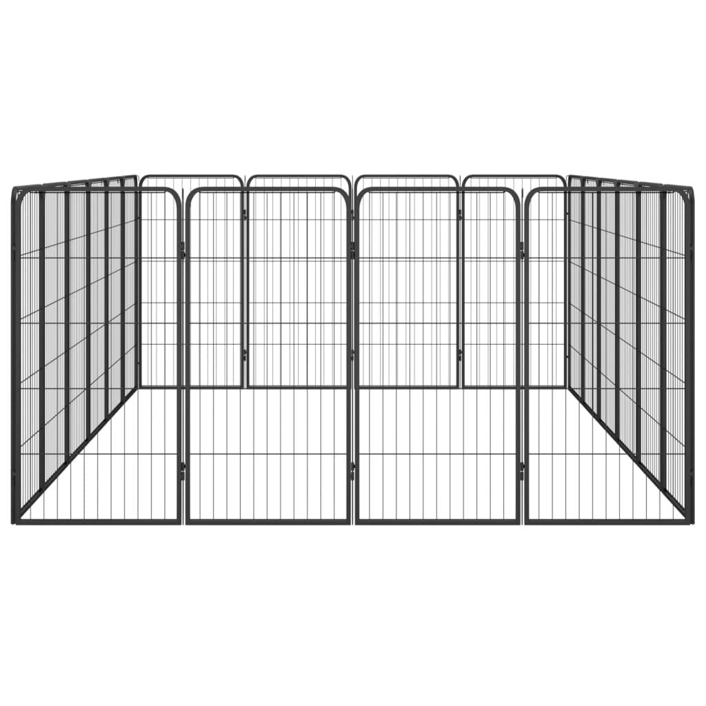 20-panels hundegård 50x100 cm pulverlakeret stål sort