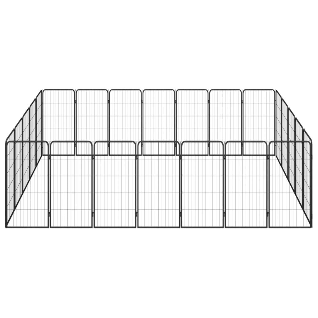 24-panels hundegård 50x100 cm pulverlakeret stål sort