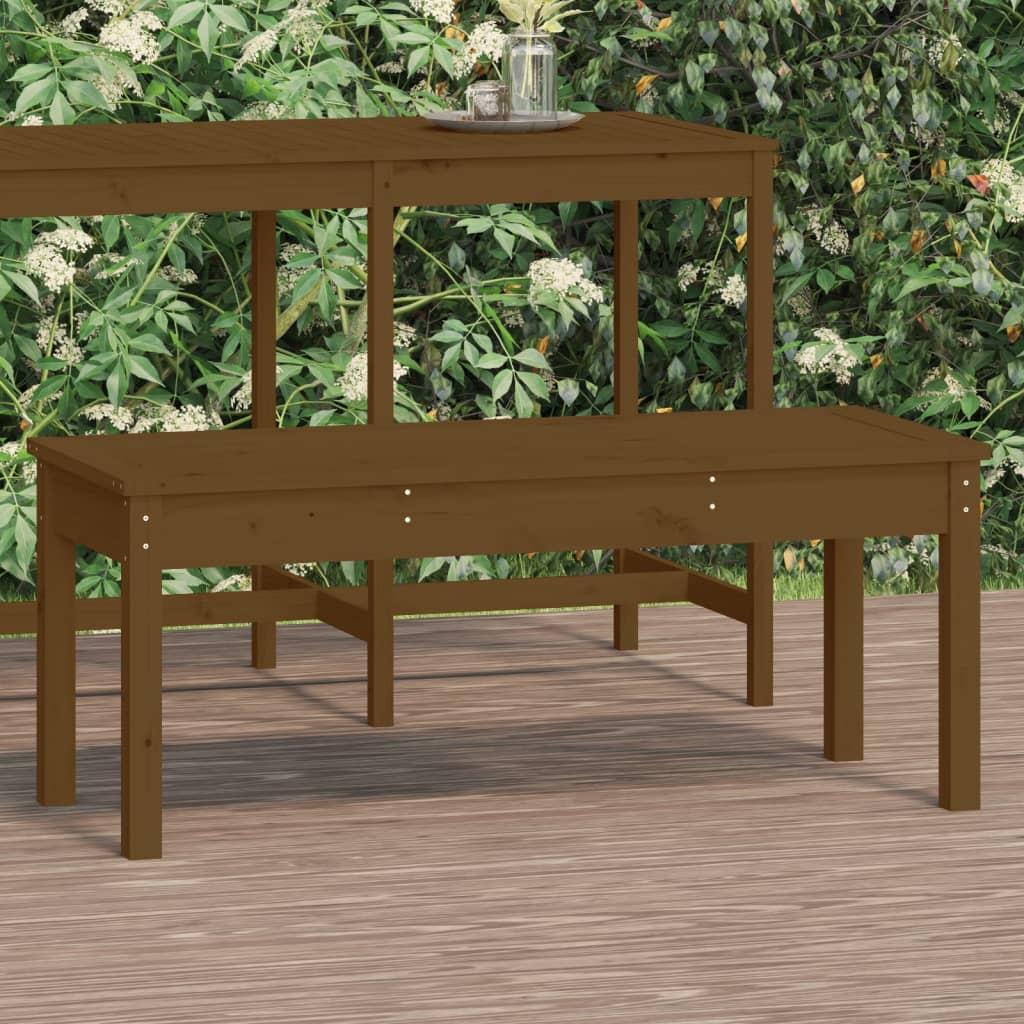 Havebænk 109x44x45 cm massivt fyrretræ gyldenbrun