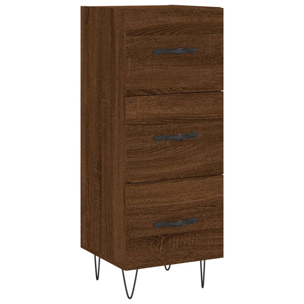 Skænk 34,5x34x90 cm konstrueret træ brun egetræsfarve