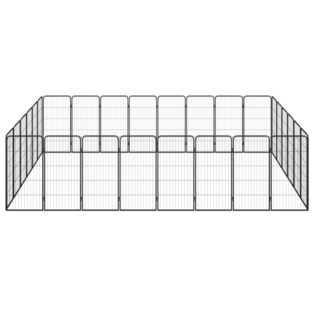 28-panels hundegård 50x100 cm pulverlakeret stål sort