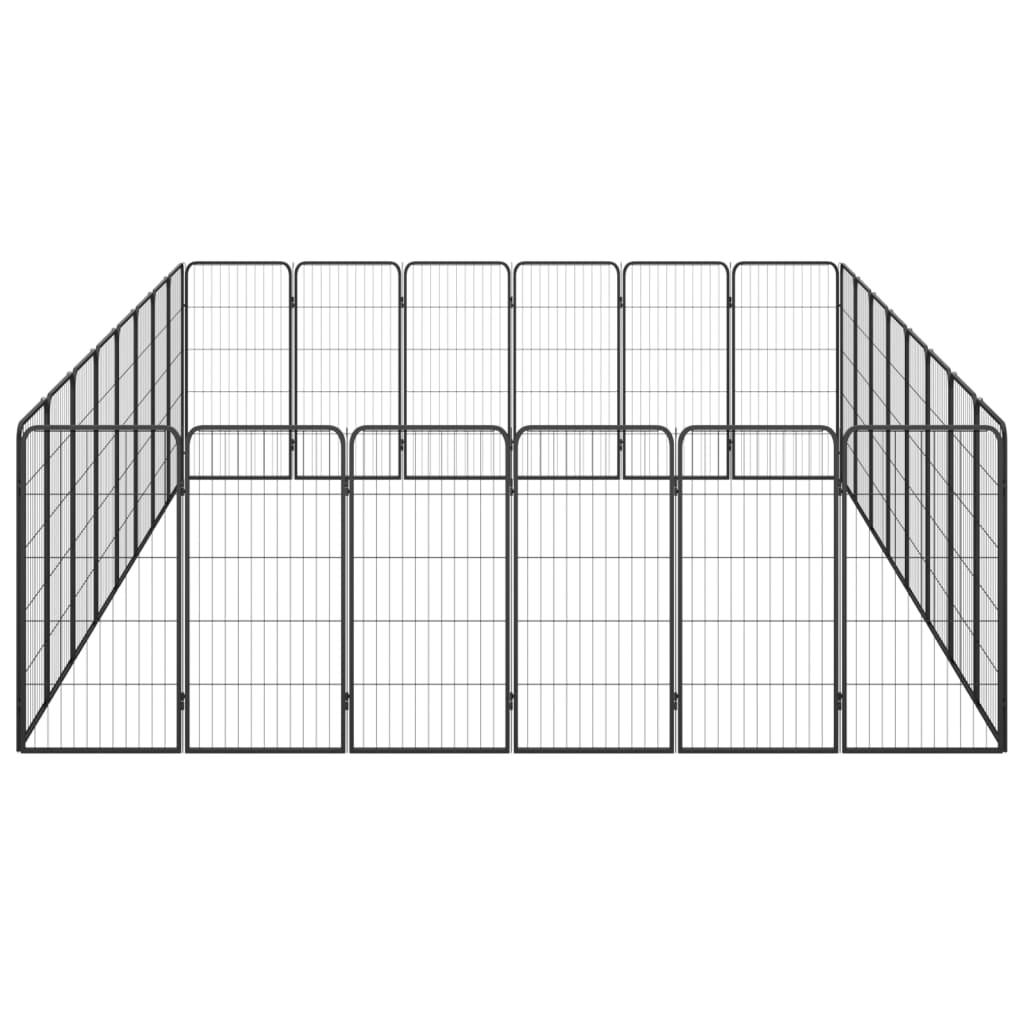 28-panels hundegård 50x100 cm pulverlakeret stål sort