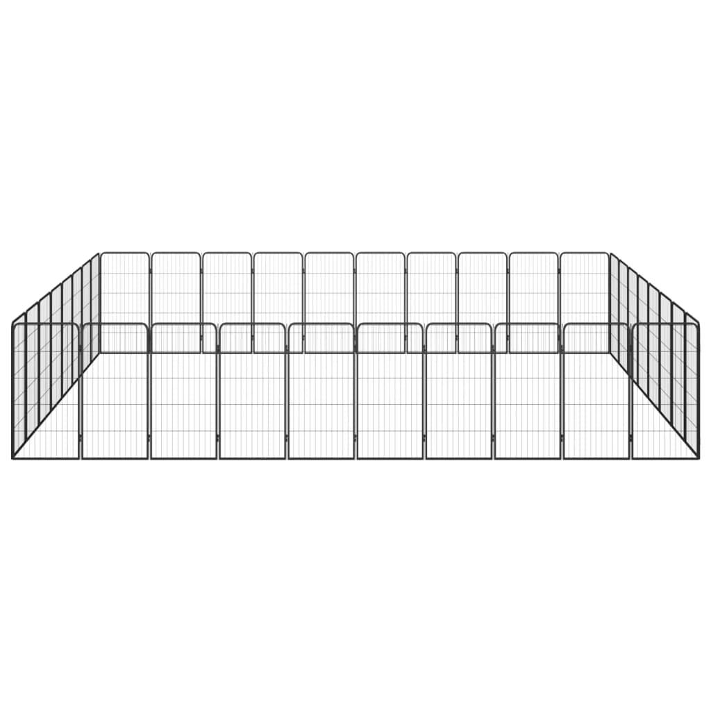 36-panels hundegård 50x100 cm pulverlakeret stål sort