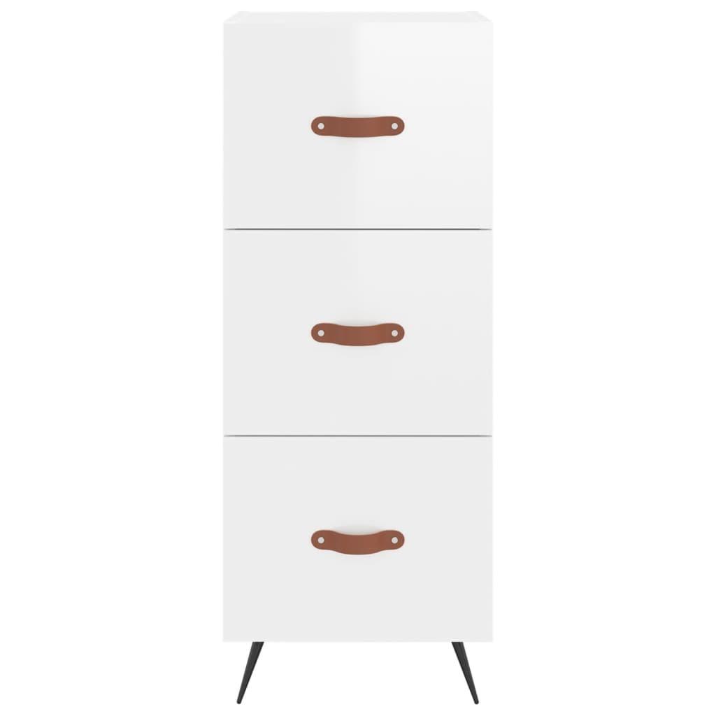 Skænk 34,5x34x90 cm konstrueret træ hvid højglans