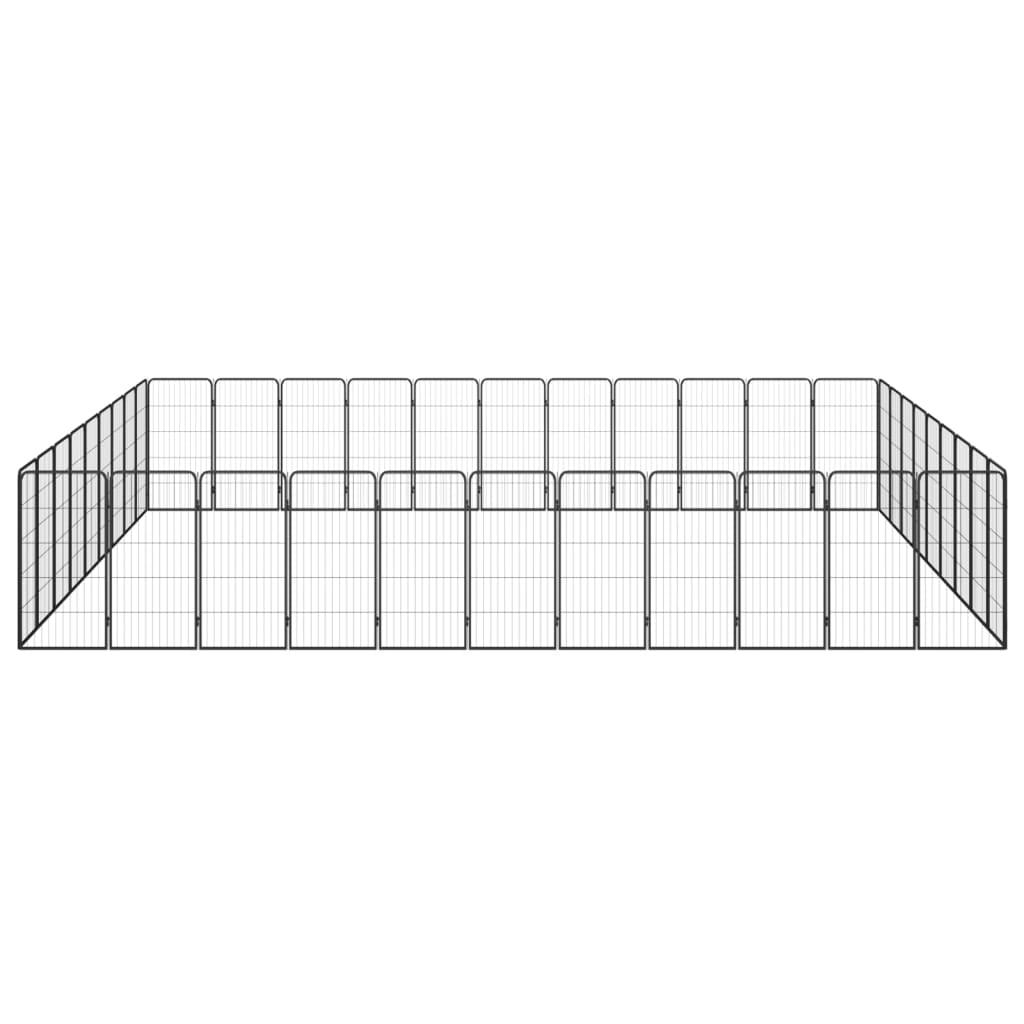 40-panels hundegård 50x100 cm pulverlakeret stål sort