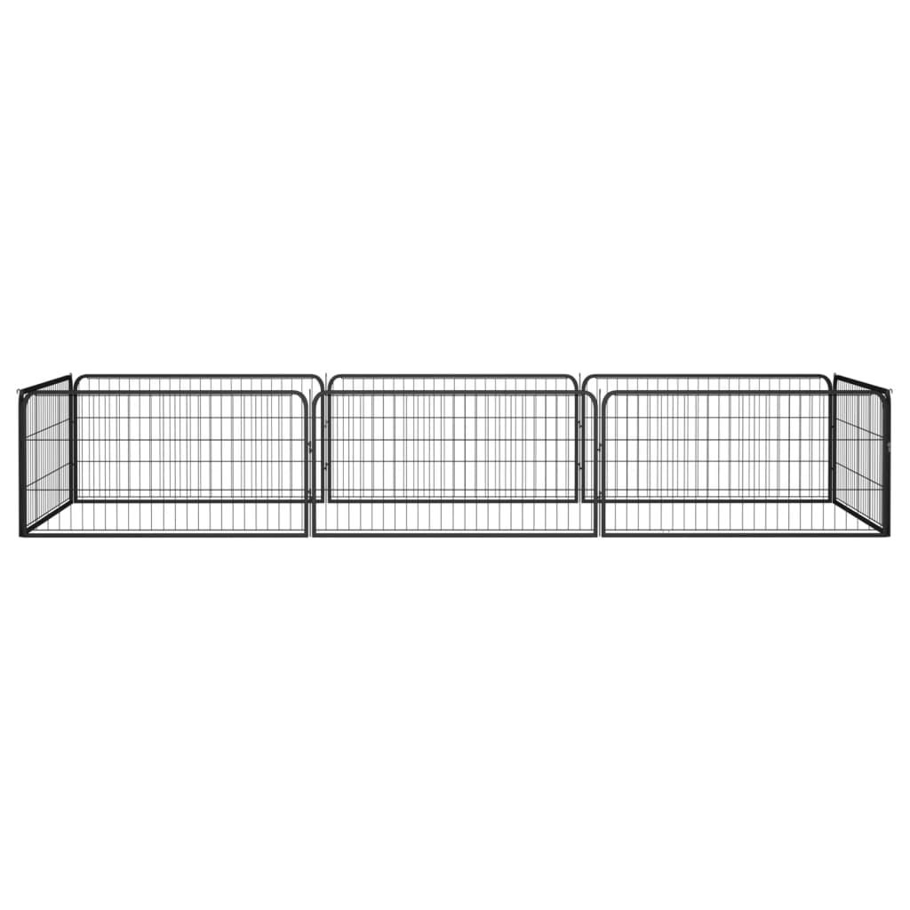 8-panels hundegård 100x50 cm pulverlakeret stål sort