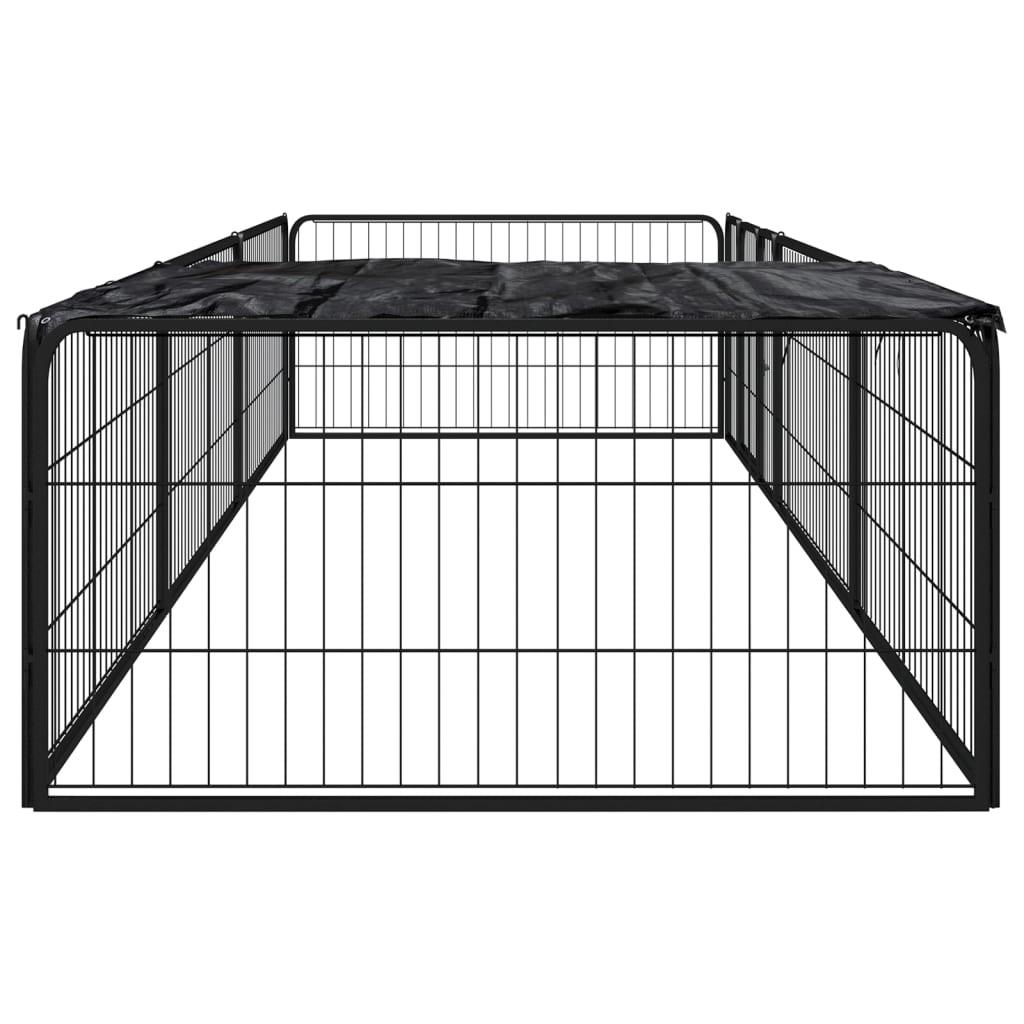 8-panels hundegård 100x50 cm pulverlakeret stål sort
