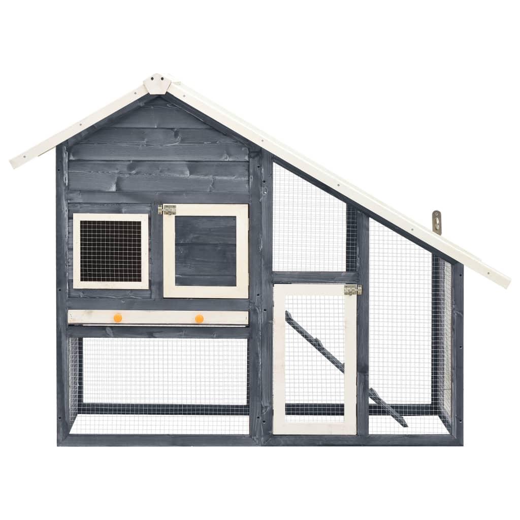 Kaninbur 140x63x120 cm massivt fyrretræ grå og hvid