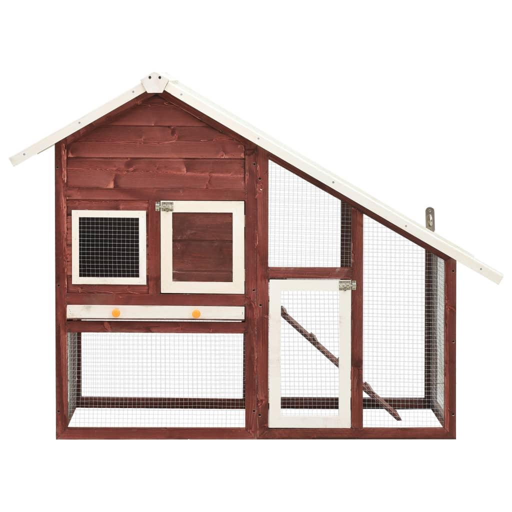 Kaninbur 140x63x120 cm massivt fyrretræ mokka og hvid