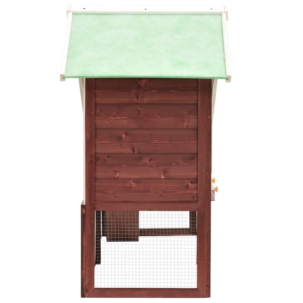 Kaninbur 140x63x120 cm massivt fyrretræ mokka og hvid
