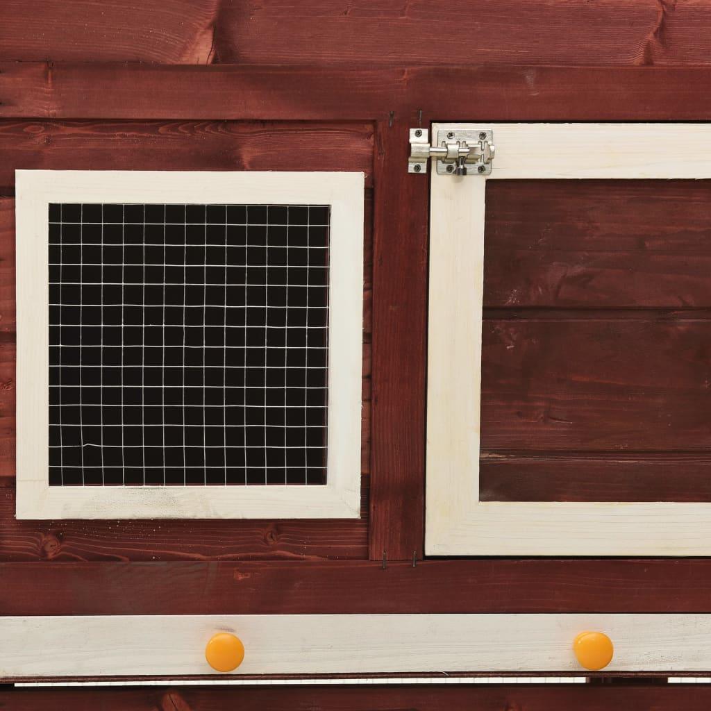 Kaninbur 140x63x120 cm massivt fyrretræ mokka og hvid