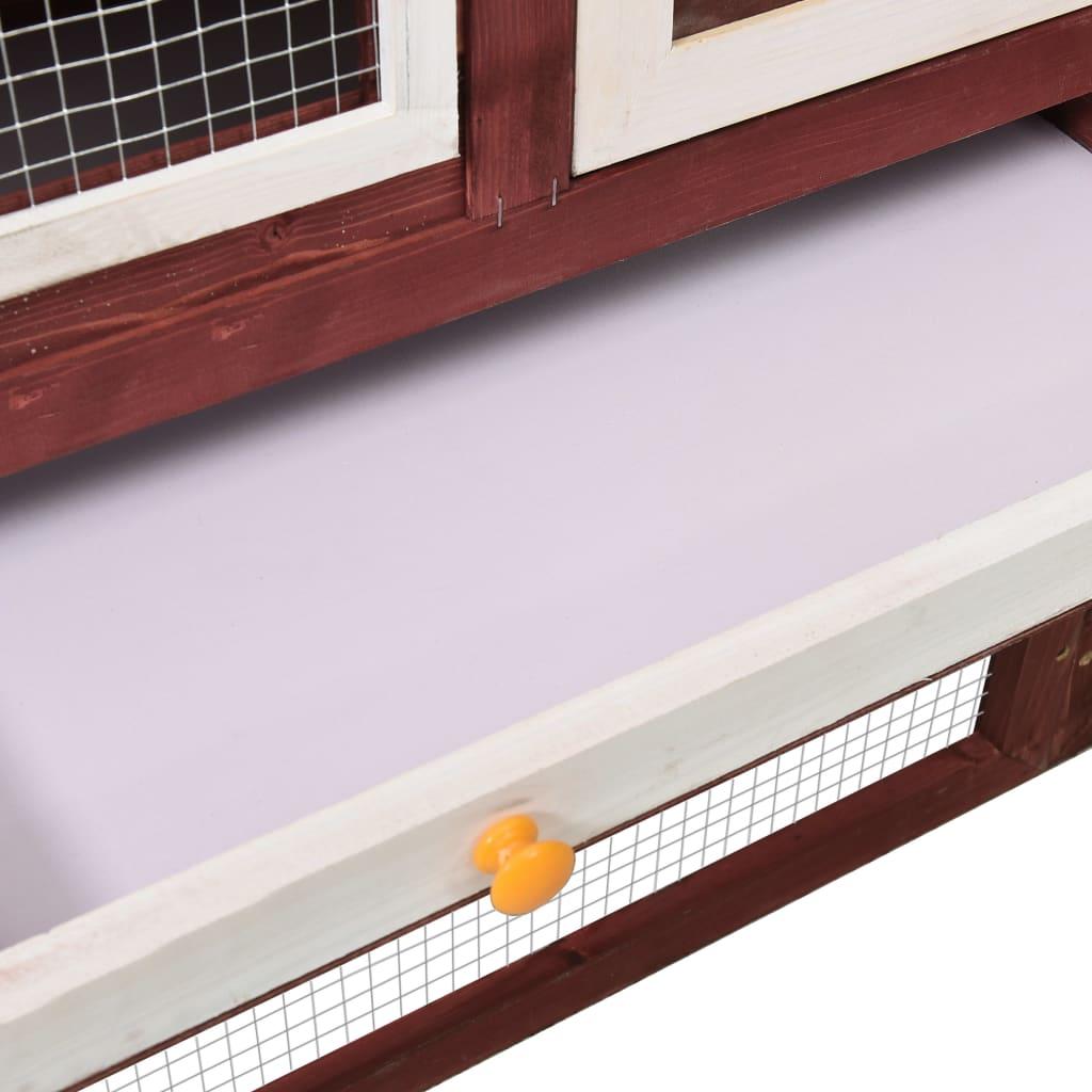 Kaninbur 140x63x120 cm massivt fyrretræ mokka og hvid