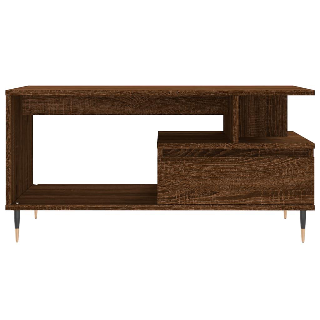 Sofabord 90x49x45 cm konstrueret træ brun egetræsfarve