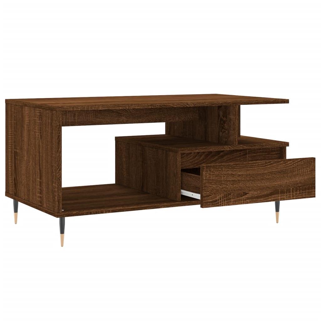Sofabord 90x49x45 cm konstrueret træ brun egetræsfarve