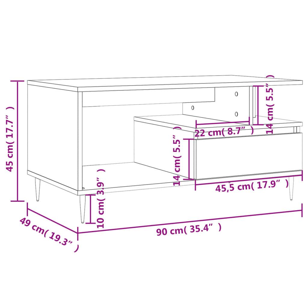 Sofabord 90x49x45 cm konstrueret træ brun egetræsfarve