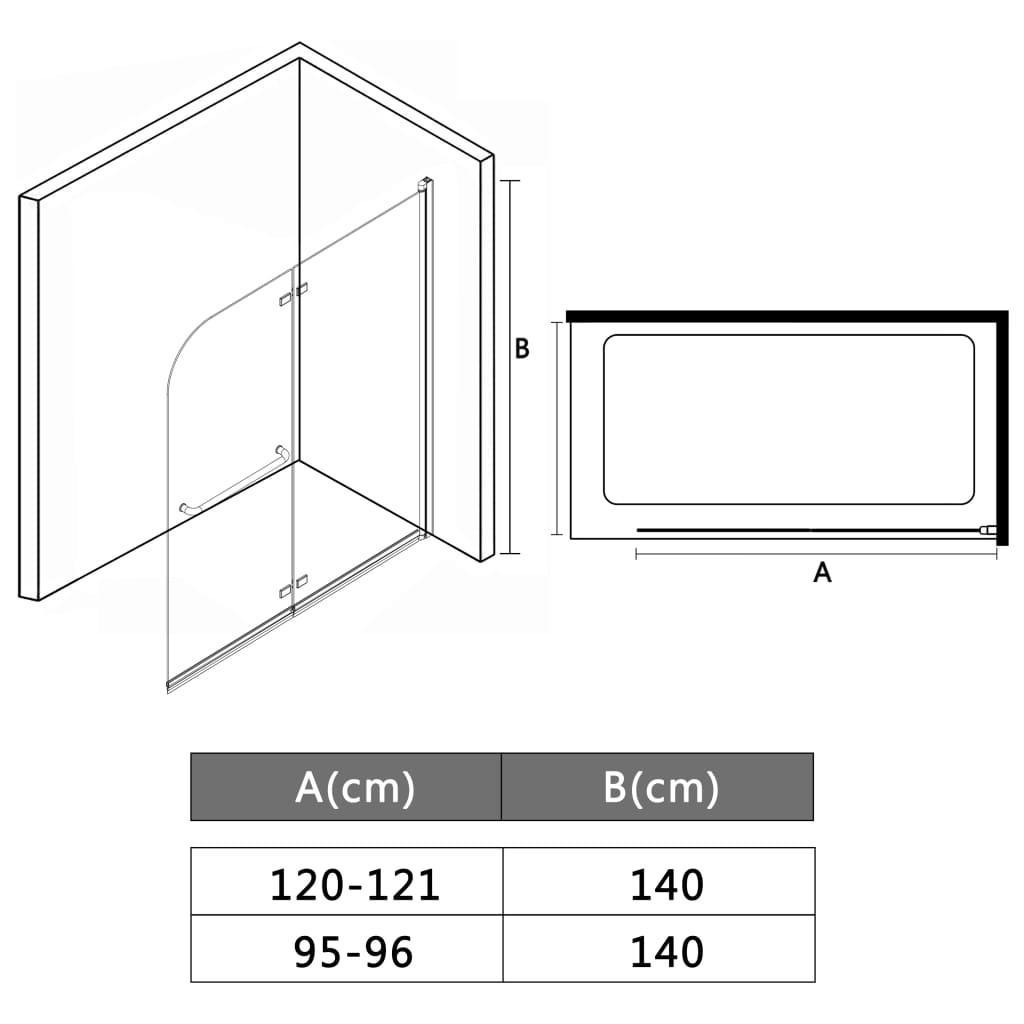 Foldbar brusekabine 2 paneler ESG 95x140 cm