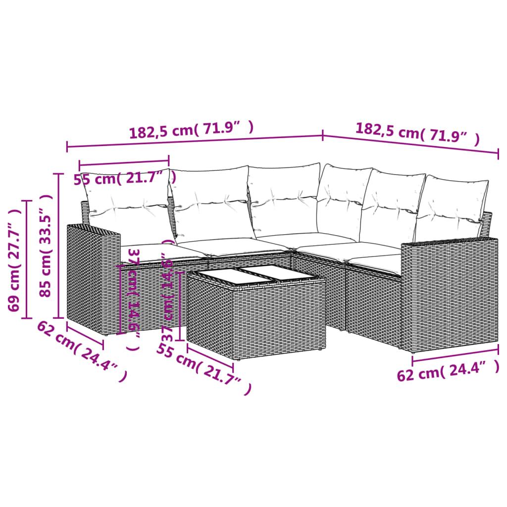Sofasæt til haven 6 dele med hynder polyrattan beige